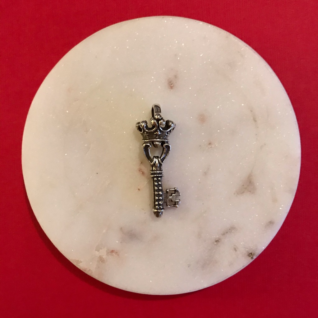 Sterling Silver Key With Crown Pendant